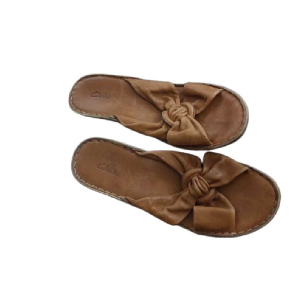 CLARKS Brown Leather Sandals Size 8.5